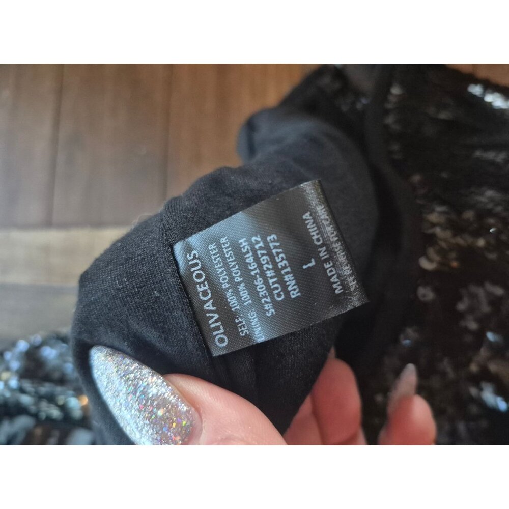 Oliveacious Black Sequin Midi Skirt L - Picture 5 of 7